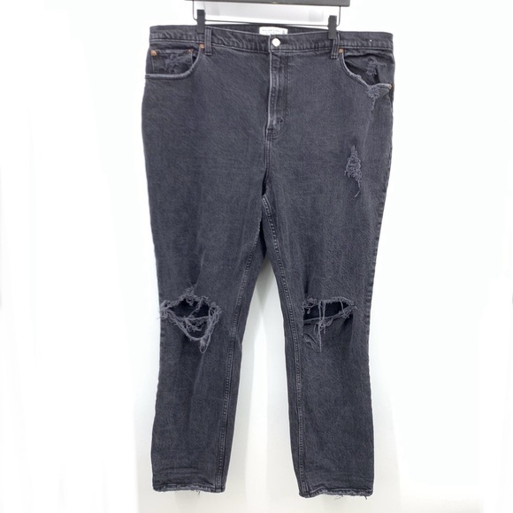 Abercrombie & Fitch Women Size 35 20 Jeans Black Pants Curve Love 90s Straight - Picture 1 of 9